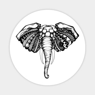 Elephant Illustration | Black and White Magnet